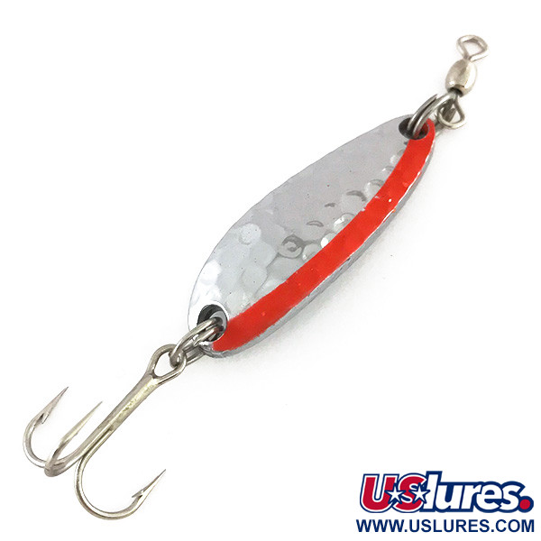  Luhr Jensen Krocodile, 1/3oz Hammered Nickel / Red fishing spoon #7869
