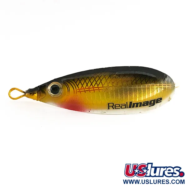 Vintage   Weedless Bass Pro Shops Real Image Lazer Eye , 2/5oz Gold fishing spoon #7905
