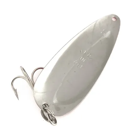 Vintage Worth Chippewa Steel Spoon, 1/2oz Red / White / Nickel fishing spoon #7934