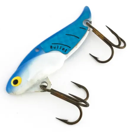 Vintage Bullet Bait Bullet Blade, 1/3oz White / Blue fishing spoon #7936