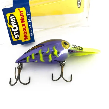Storm Wiggle Wart, 2/5oz Purple / Fluorescent Yellow fishing lure #7944