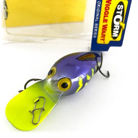 Storm Wiggle Wart, 2/5oz Purple / Fluorescent Yellow fishing lure #7944