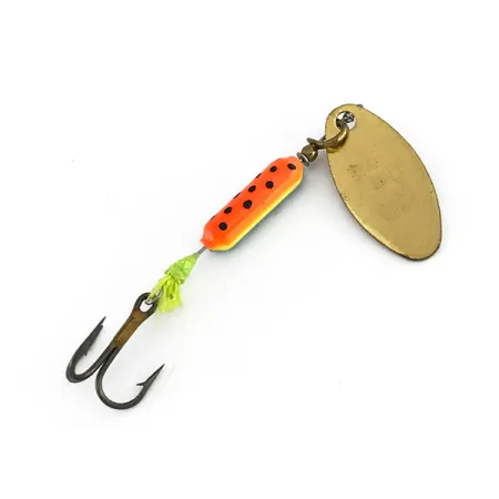 Vintage Yakima Bait Worden’s Original Rooster Tail, 1/8oz Gold / Fire Tiger spinning lure #7976