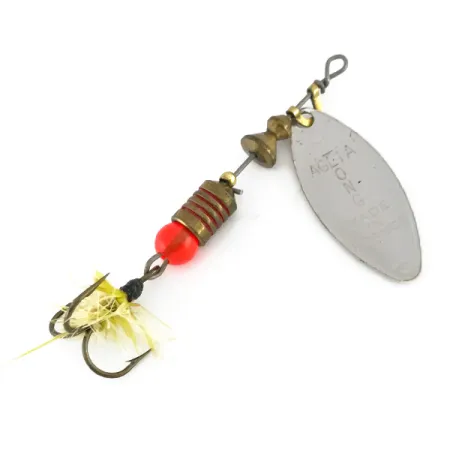 Vintage Mepps Aglia Long 1​ Lightnin, 3/16oz Silver / Golden Glitter spinning lure #7978