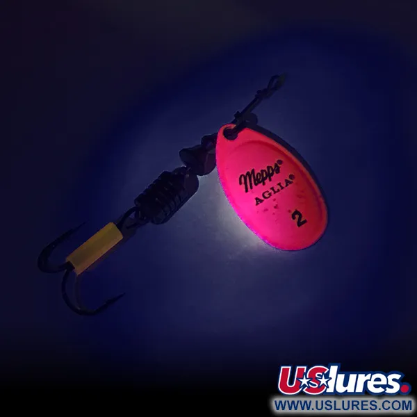 Vintage   Mepps Aglia 2 Hot Pink UV, 3/16oz Hot Pink spinning lure #7979