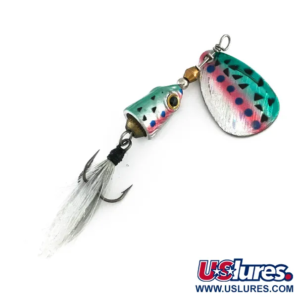Vintage Blue Fox Vibrax Shallow Foxtail, 3/16oz Rainbow Trout spinning lure #7981