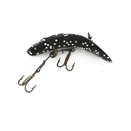 Vintage Yakima Bait FlatFish F7, 1/8oz Black / Glitter Silver fishing lure #7994