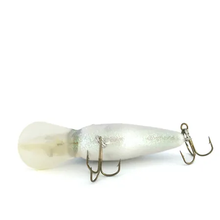 Vintage Strike King 4XD, 1/3oz White / Light Blue / Green Glitter  fishing lure #8017