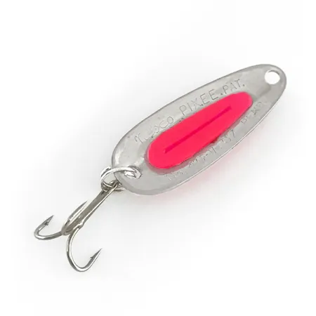 Vintage Blue Fox Pixee UV, 3/16oz Hammered Nickel / Pink fishing spoon #8023