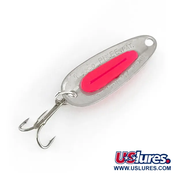 Vintage   Blue Fox Pixee UV, 3/16oz Hammered Nickel / Pink fishing spoon #8023