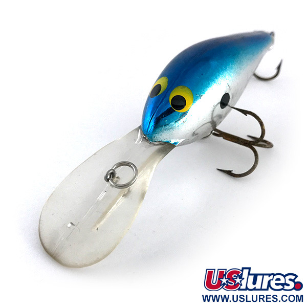 Vintage Norman DD 14, 3/5oz Mirror Silver / Light Blue fishing lure #8050