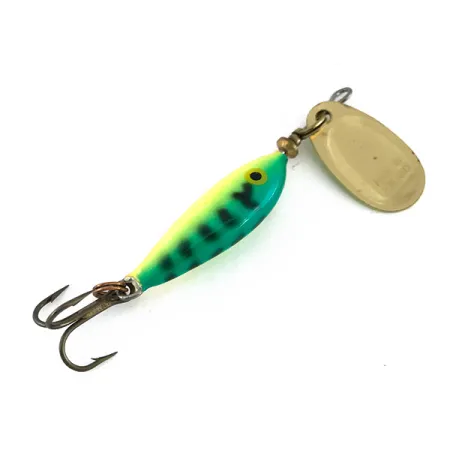 Vintage Blue Fox Vibrax Minnow Spin 1 UV, 1/8oz Fire Tiger spinning lure #8062