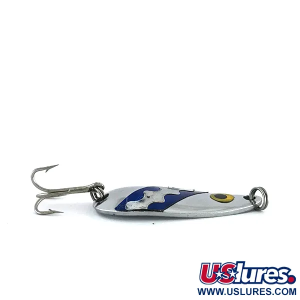 Vintage   Moriyama, 1/4oz Nickel / Blue fishing spoon #8088