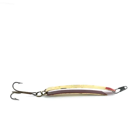 Vintage Luhr Jensen Super-Duper 516, 2/3oz Brass / Red fishing spoon #8096