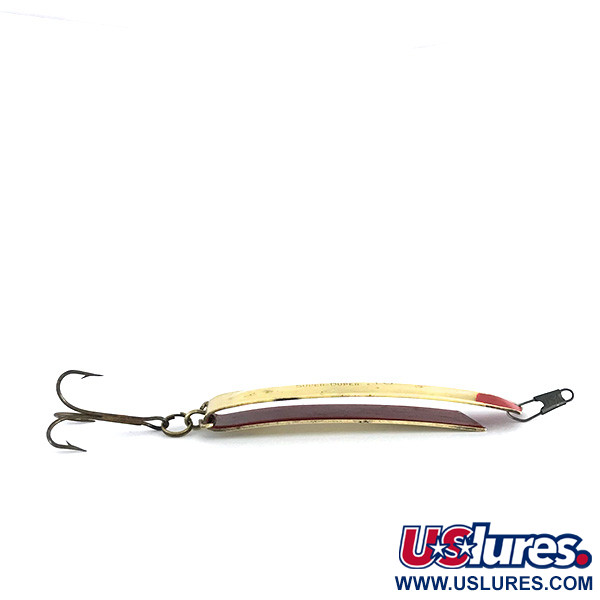 Vintage  Luhr Jensen Super-Duper 516, 2/3oz Brass / Red fishing spoon #8096