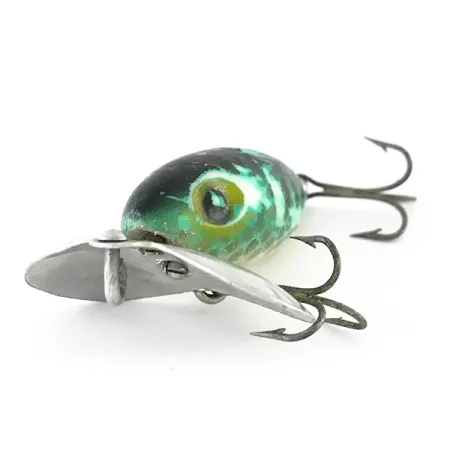 Vintage Fred Arbogast Jitterbug v, 1/4oz Green fishing lure #8102