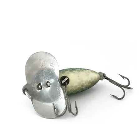 Vintage Fred Arbogast Jitterbug v, 1/4oz Green fishing lure #8102