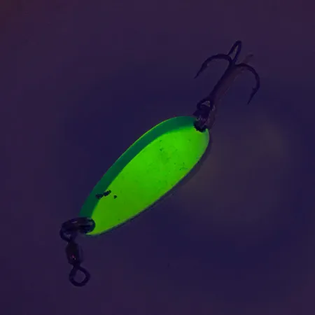 Vintage Luhr Jensen Krocodile UV, 1/3oz Yellow / Green fishing spoon #8112