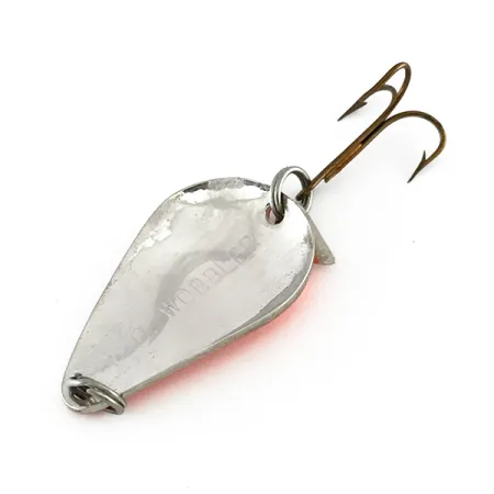 Vintage Acme K.O. Wobbler , 1/4oz Nickel / Orange fishing spoon #15849