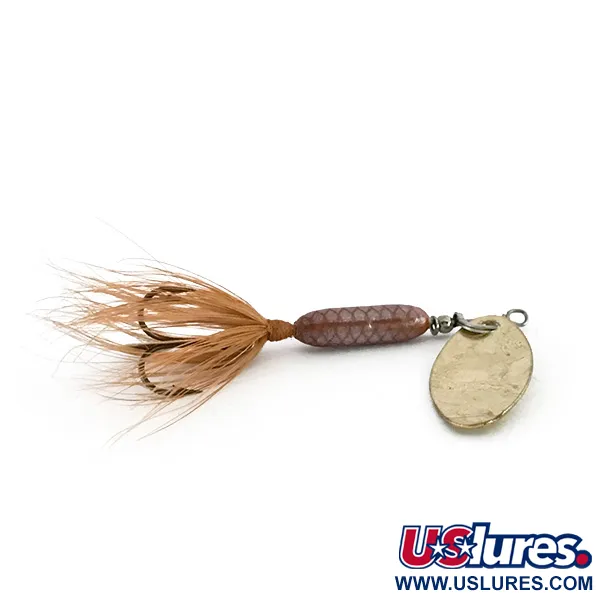 Vintage  Yakima Bait Worden’s Original Rooster Tail, 3/32oz Gold / Brown spinning lure #8145