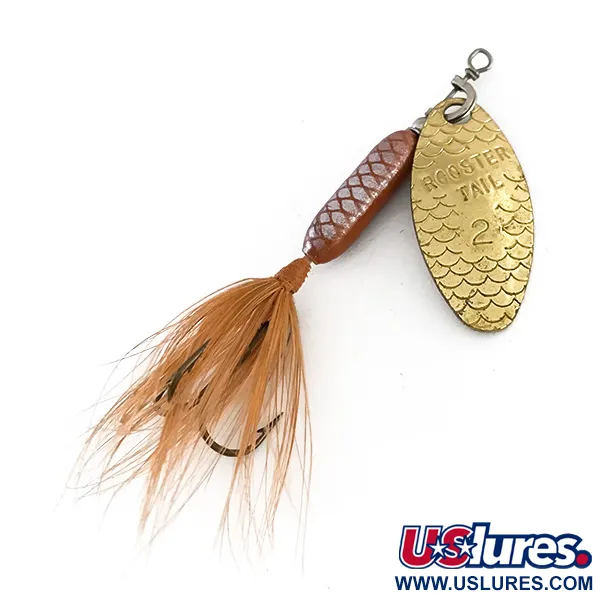 Vintage  Yakima Bait Worden’s Original Rooster Tail, 3/32oz Gold / Brown spinning lure #8145