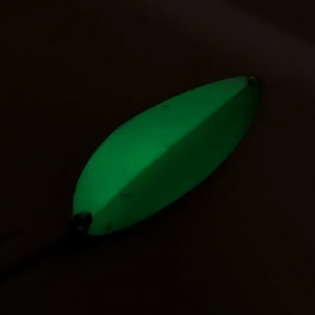 Vintage Acme Little Cleo Glow, 3/4oz White / Green / Nickel fishing spoon #8171