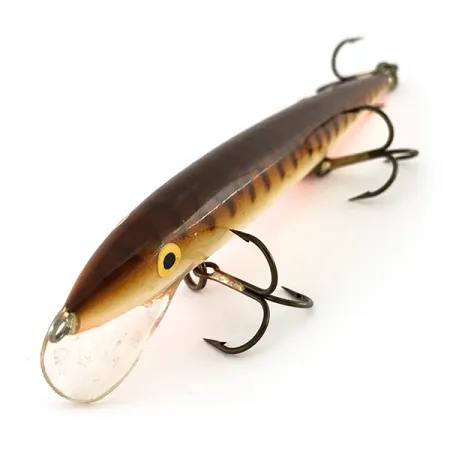 Vintage Rapala Husky Floating 13, 1/3oz Brown Tiger fishing lure #8204