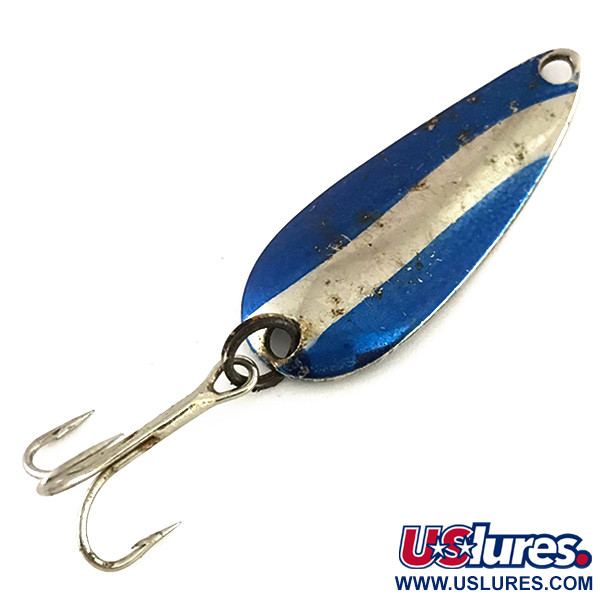 Vintage  Worth Chippewa Steel Spoon, 3/16oz Nickel / Blue fishing spoon #8213