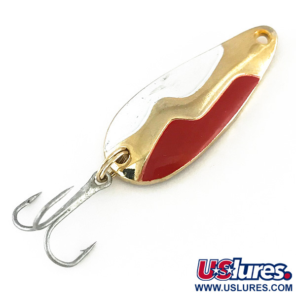 Vintage  Acme Kamlooper, 2/5oz White / Red / Gold fishing spoon #8215