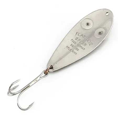 Vintage Paul Bunyan Flash eye spoon, 3/5oz Nickel / Red Eyes fishing spoon #8229