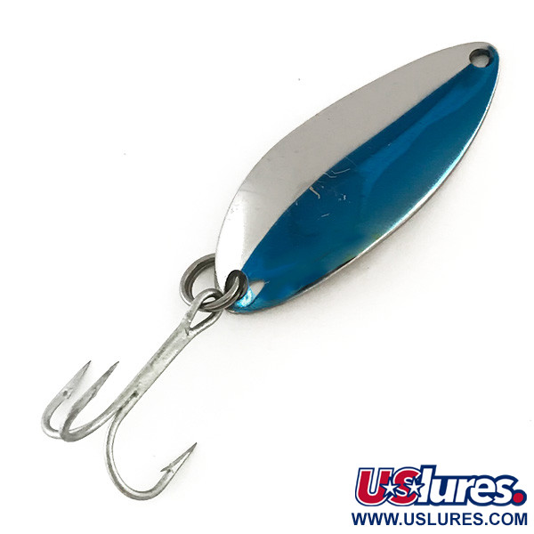 Vintage  Luhr Jensen Krocodile Stubby, 1/2oz Nickel / Light Blue fishing spoon #8236