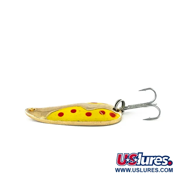 Vintage Acme Kamlooper, 2/5oz Yellow / Red / Nickel / Gold fishing spoon #8242
