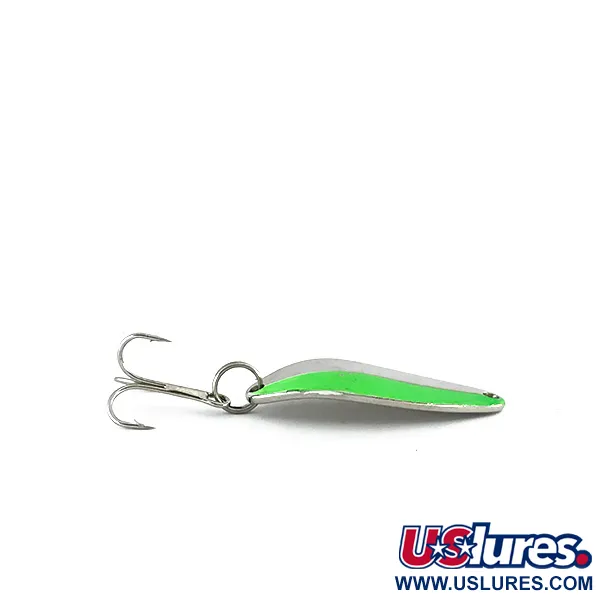 Vintage Acme Little Cleo UV, 1/4oz Nickel / Green fishing spoon #8243