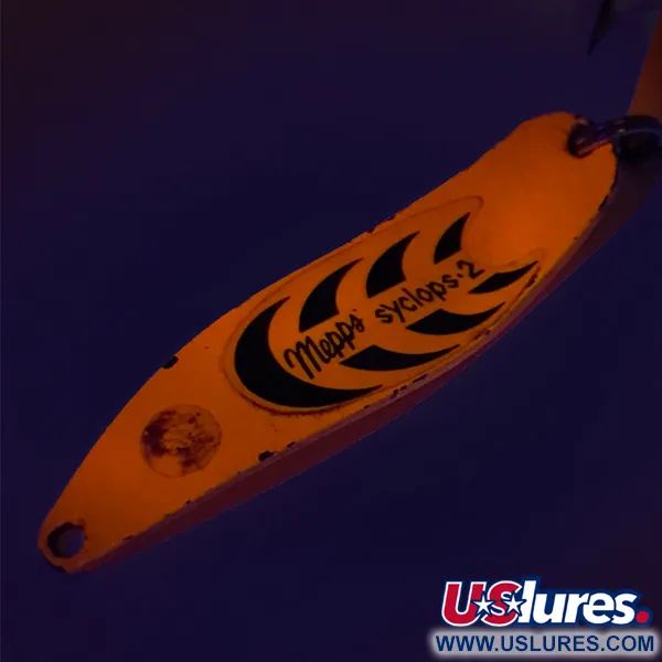 Vintage   Mepps Syclops 2 UV, 3/5oz Orange / Black fishing spoon #8247