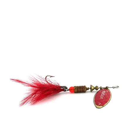 Vintage Mepps Aglia Long 2 Dressed, 1/4oz Gold / Red spinning lure #8258