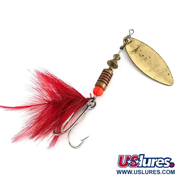 Vintage   Mepps Aglia Long 2 Dressed, 1/4oz Gold / Red spinning lure #8258