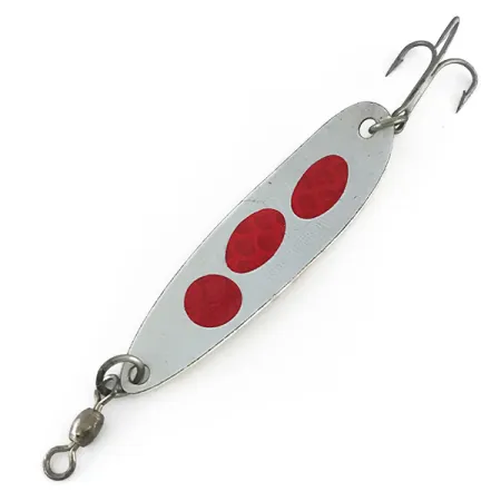 Vintage Luhr Jensen Krocodile Die #5 Glow, 1oz Pearl (Pearl) / Red Stickers with Hologram fishing spoon #8266