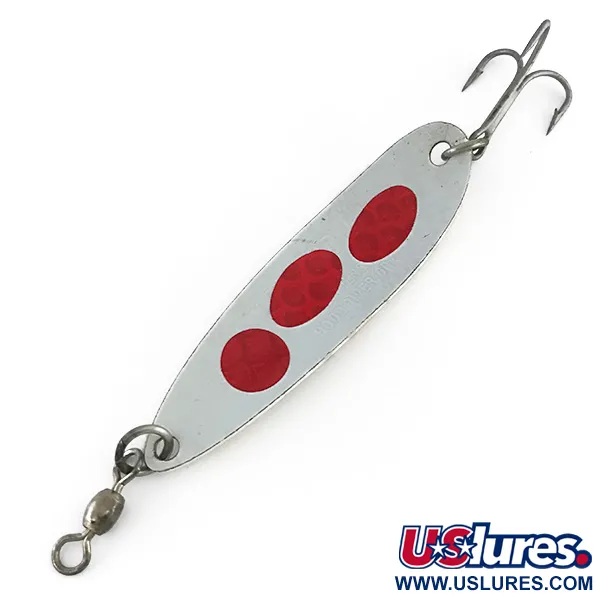 Vintage Luhr Jensen Krocodile Die #5 Glow, 1oz Pearl (Pearl) / Red Stickers with Hologram fishing spoon #8266