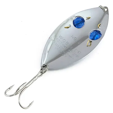 Vintage Horrocks-Ibbotson Wobbler, 3/4oz Nickel / Blue fishing spoon #8273