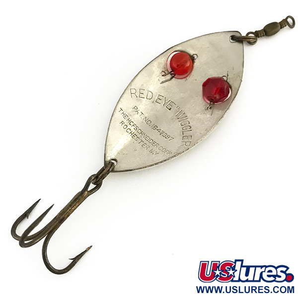 Vintage  Hofschneider Red Eye Wiggler, 1oz Steel Color (Made from Solid Brass) fishing spoon #8285