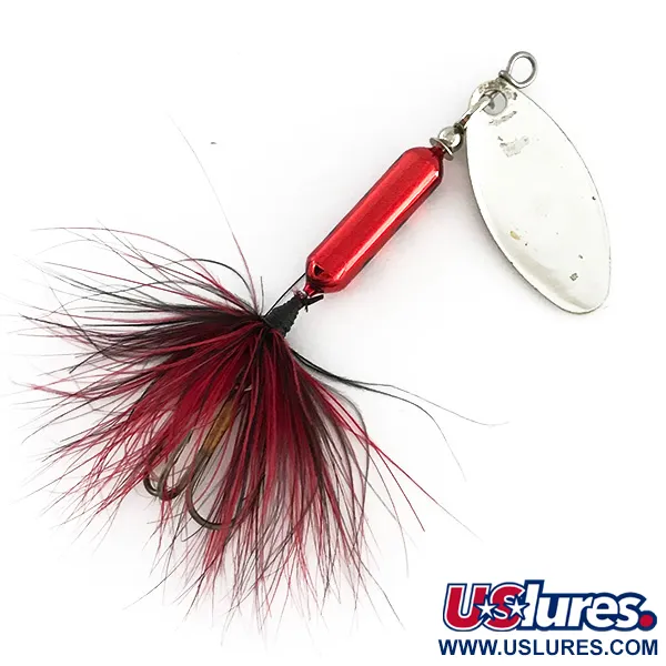 Vintage  Yakima Bait Worden’s Original Rooster Tail 3, 3/16oz Nickel / Red spinning lure #8319