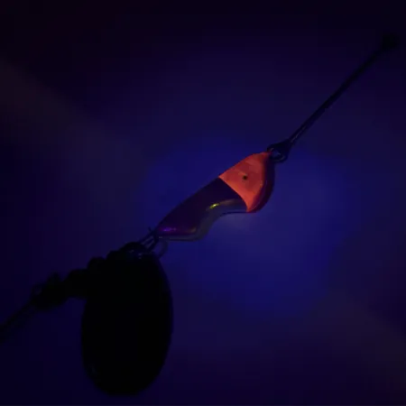 Vintage Erie Dearie Walleye Killer UV, 1/2oz Nickel / Red spinning lure #8344