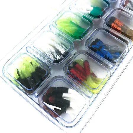 Kit Creme Maxi Tail 100pcs & 19 jig heads, Blue / Red / Yellow / Green / Silver / Gold / Black / Brown fishing #8368
