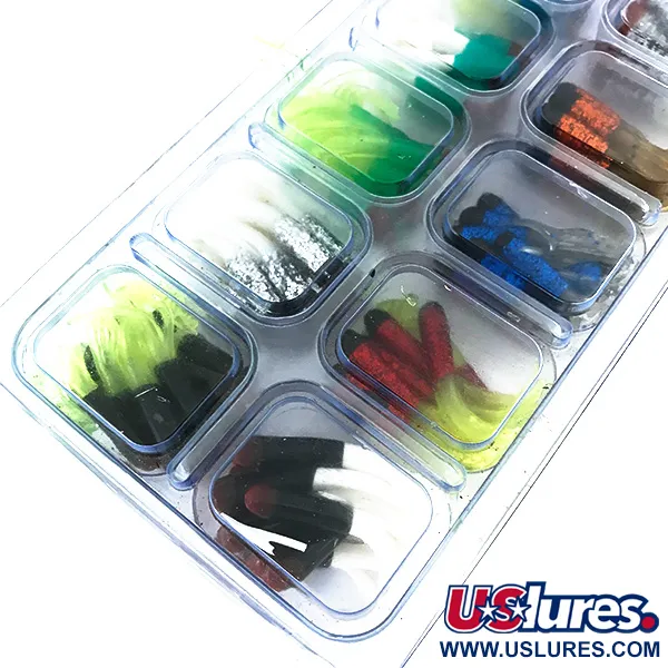 Kit Creme Maxi Tail 100pcs & 19 jig heads, Blue / Red / Yellow / Green / Silver / Gold / Black / Brown fishing #8368