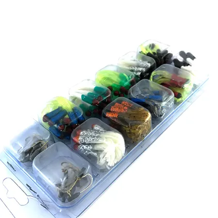 Kit Creme Maxi Tail 100pcs & 19 jig heads, Blue / Red / Yellow / Green / Silver / Gold / Black / Brown fishing #8368