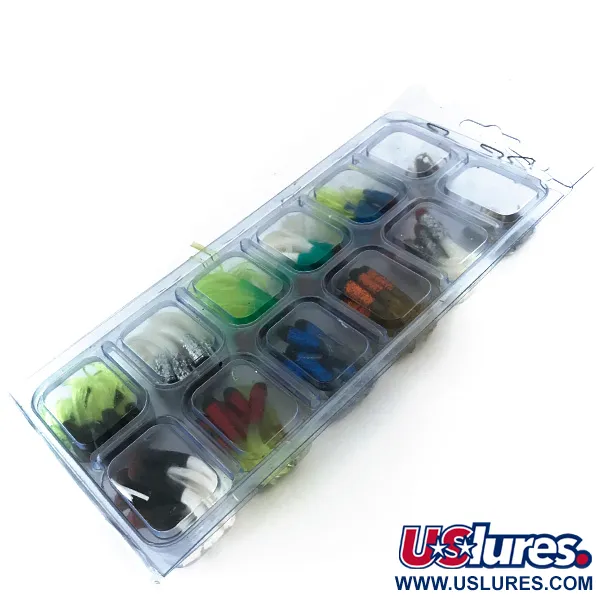 Kit Creme Maxi Tail 100pcs & 19 jig heads, Blue / Red / Yellow / Green / Silver / Gold / Black / Brown fishing #8368