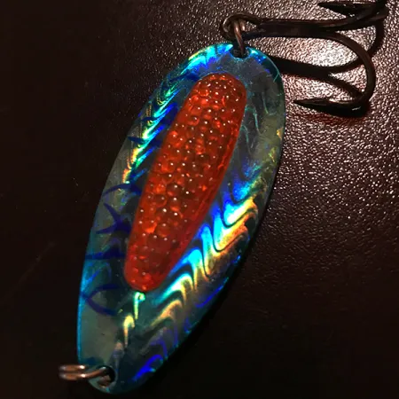 Vintage Blue Fox Rattlin Pixee UV, 3/4oz Blue / Red fishing spoon #8373