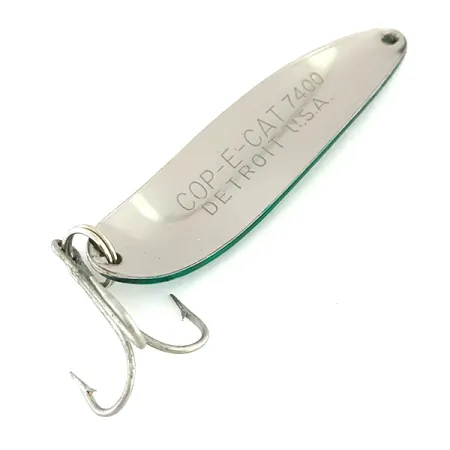 Vintage Eppinger Dardevle Cop-E-Cat 7400, 1/2oz Nickel / Green fishing spoon #8392