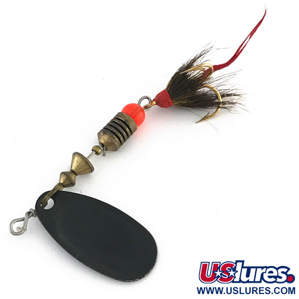 Vintage   Mepps Black Fury 2 Dressed (squirrel tail), 1/8oz Black / Yellow spinning lure #8403