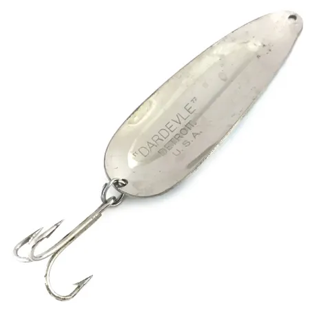 Vintage Eppinger Dardevle, 1oz Nickel / Light Blue fishing spoon #8410